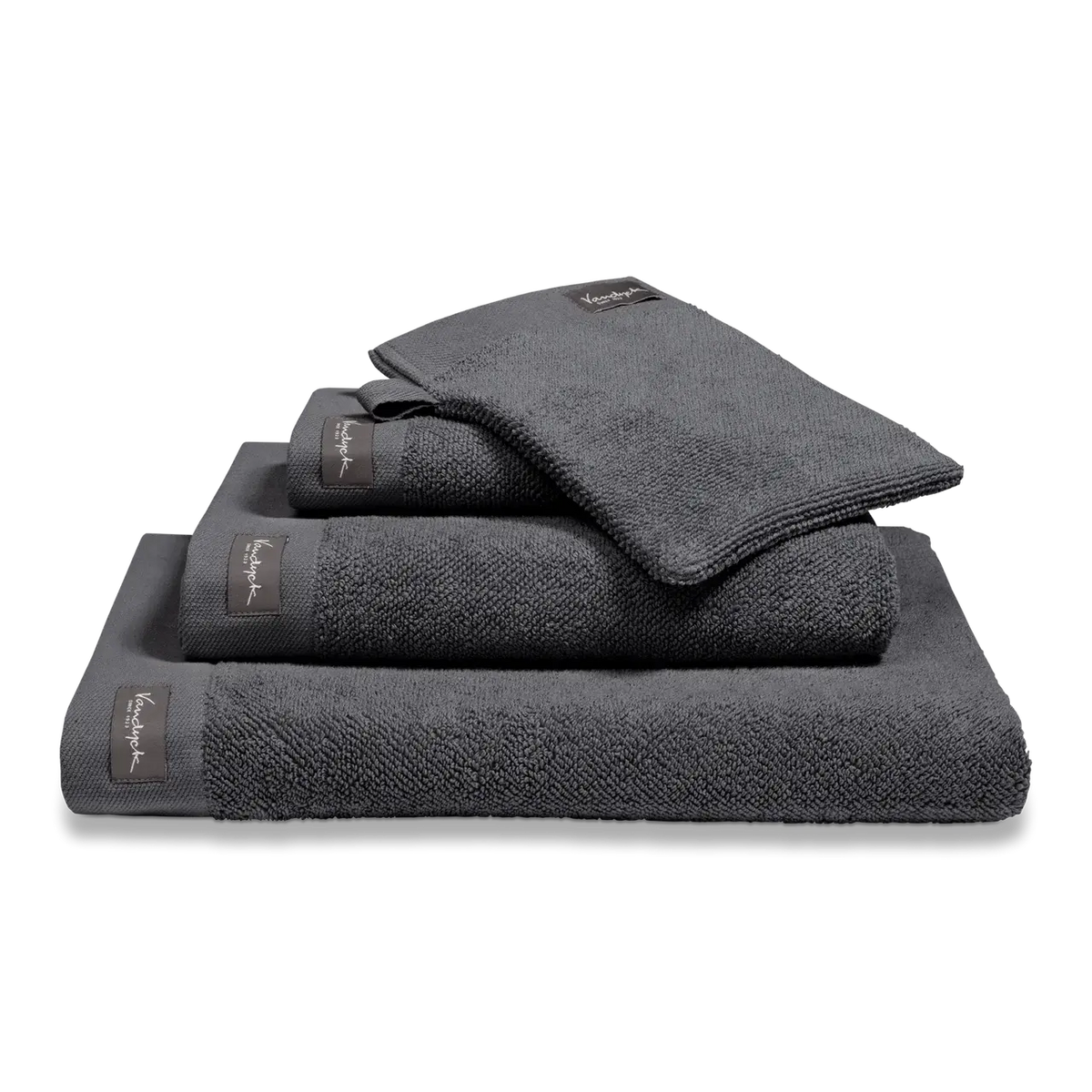 Vandyck Home Uni Handtuch Off-Schwarz – weiche Baumwolle mit Bordüre, als Duschtuch, Badetuch & Gästetuch in tiefem Schwarz