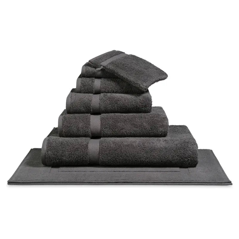 Handtücher mit Bordüre Vandyck Ranger – dark grey / 2er Set Gästehandtuch 40 x 60 cm