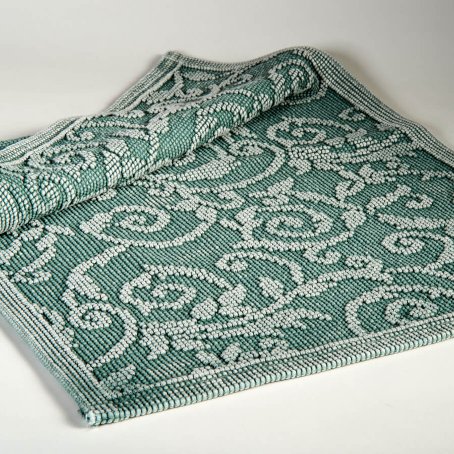 Vintage-Badvorleger Paisley von Evelyn Kahle in Grün für ein modernes Bad: Der Badvorleger im Vintage-Stil verleiht Ihrem Bad eine moderne Note.