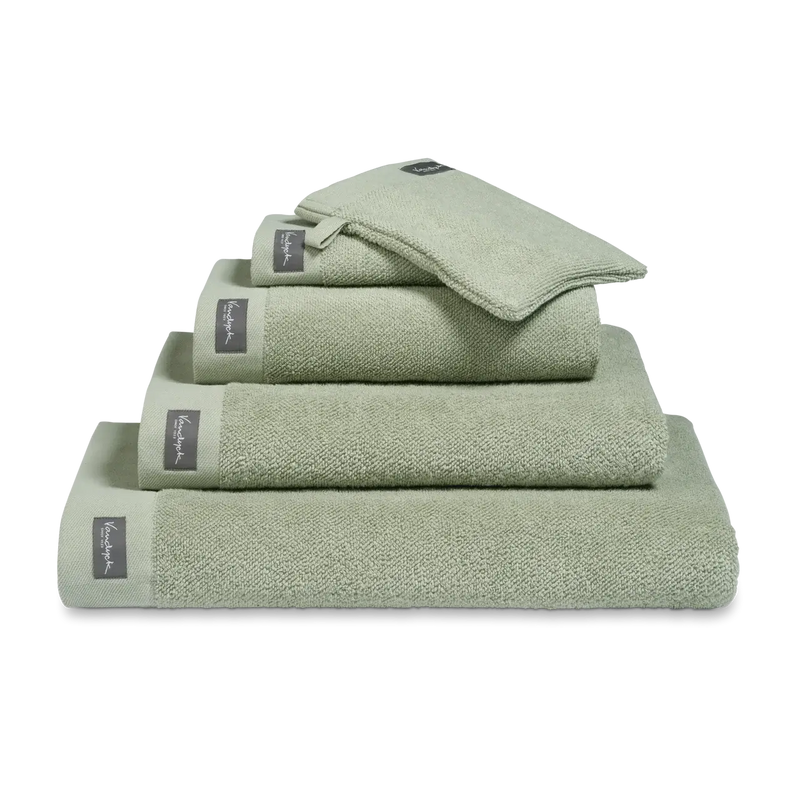 Handtücher mit Bordüre Vandyck Home Uni – smokegreen / 2er Set Gästehandtuch 30x 50 cm