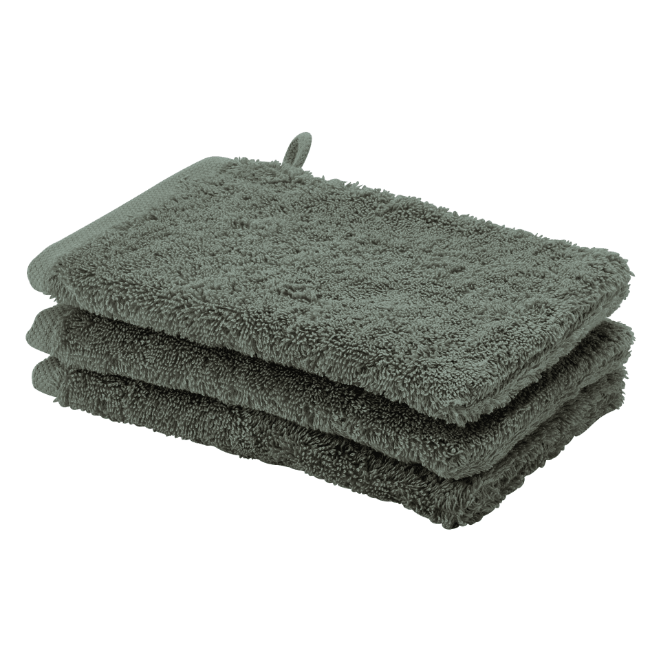 Waschhandschuh-Set London in Forest von Aquanova aus weicher Baumwolle – ideal für die tägliche Körperpflege im Badezimmer.