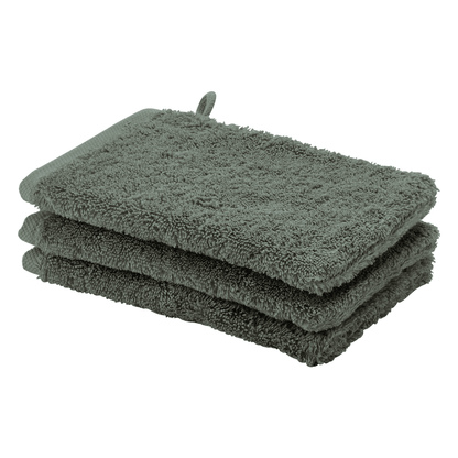 Waschhandschuh-Set London in Forest von Aquanova aus weicher Baumwolle – ideal für die tägliche Körperpflege im Badezimmer.