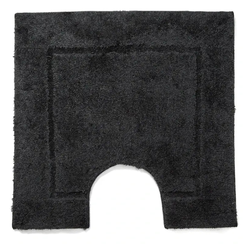 Schwarzer WC-Vorleger Orlando von Casilin mit Toilettenausschnitt – rutschfest, 60 × 60 cm, weicher Flor mit Bordürenmuster