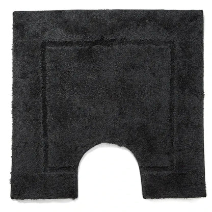 Schwarzer WC-Vorleger Orlando von Casilin mit Toilettenausschnitt – rutschfest, 60 × 60 cm, weicher Flor mit Bordürenmuster